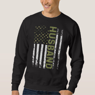 Mens Cool Husband American Patriotic Usa Flag Fath Sweatshirt