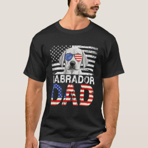 Mens Cool Labrador Dad Usa Flag Patriotic Fathers  T-Shirt