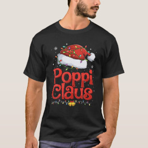 Mens Cool Poppi Claus With Santa Hat Christmas Lig T-Shirt