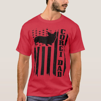Mens Corgi Dad Vintage American Flag Patriotic Cor T-Shirt