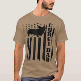 Mens Corgi Dad Vintage American Flag Patriotic Cor T-Shirt