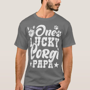 Mens Corgi One Lucky Corgi Dad Dog Lover  T-Shirt