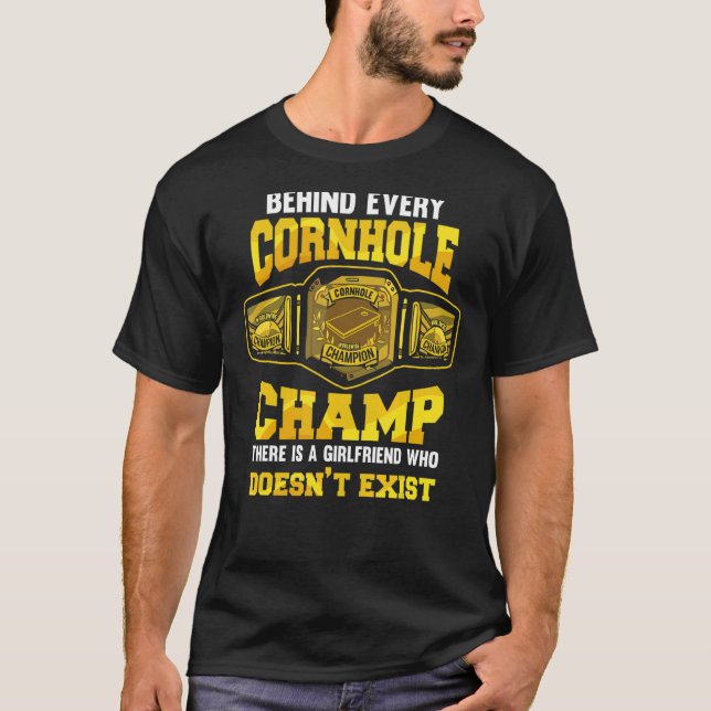 Mens  Cornhole Champion Who Toss Bean Bags T-Shirt (Front)