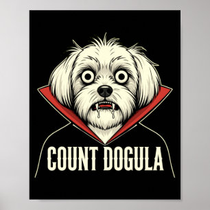 Mens count dogula funny spooky dog themed party poster