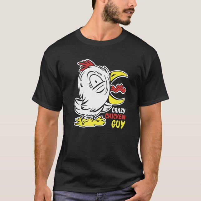 Mens Crazy Chicken Guy Chickens T-Shirt (Front)