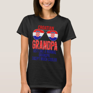 Mens Croatian Grandpa Croatia Flag Sunglasses Fath T-Shirt