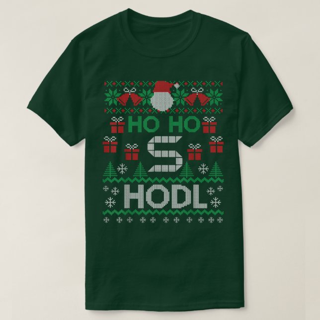 Mens Cryptocurrency Ho ho Hodl Solana Ugly Christm T-Shirt (Design Front)