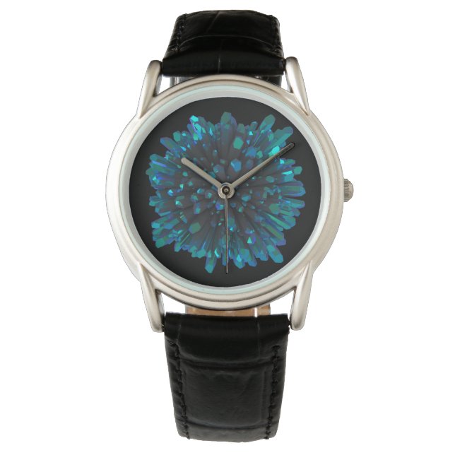 *~* Men's Crystal Sphere Metallic Blue Teal Watch (Front)
