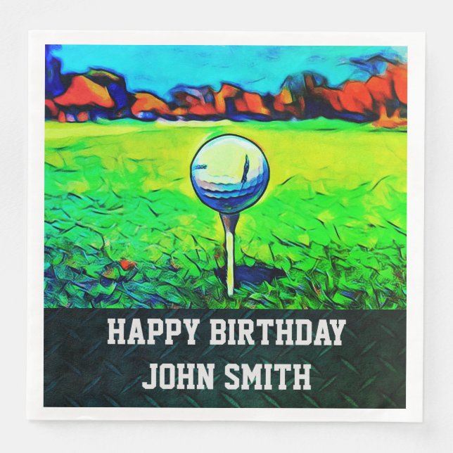 Men's Custom Golfing Birthday Napkins (Front)