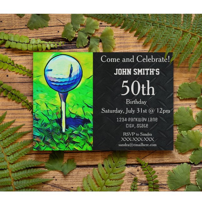 Men's Custom Golfing Birthday Sports Father Invitation (Men's golf themed birthday invitation)