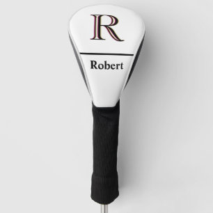 Men's Custom Monogram with Name Black White Golf Head Cover