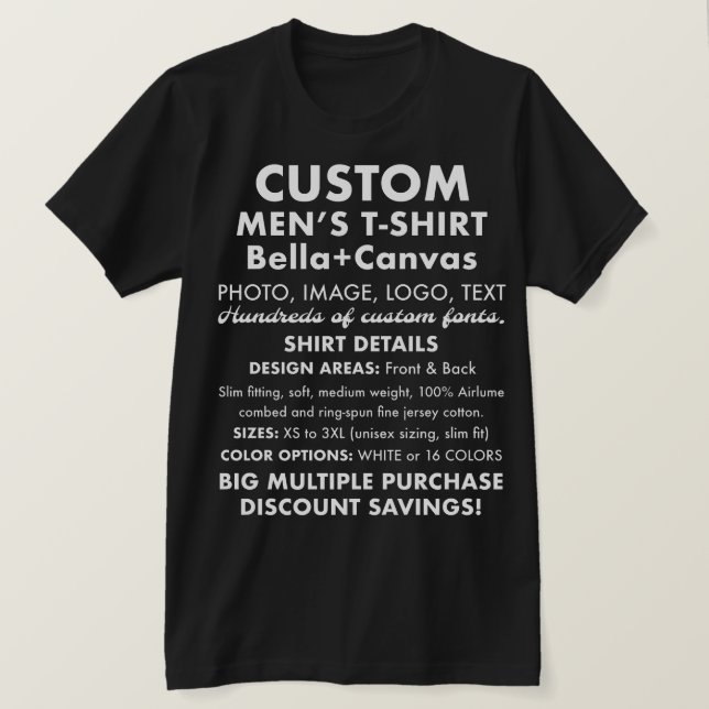 Men's Custom Personalised Black T-Shirt (Design Front)