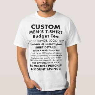 Men's Custom Personalised Budget White T-Shirt