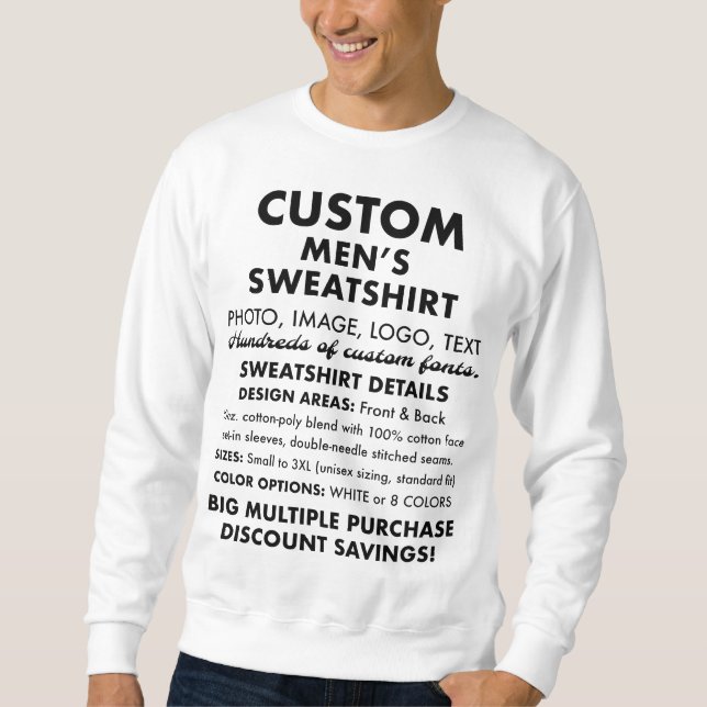 Men's Custom Personalised Classic White Sweatshirt (Front)
