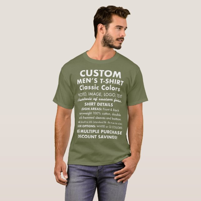 Men's Custom Personalised Fatigue Green T-Shirt (Front Full)