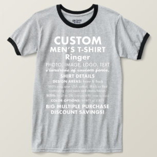 Men's Custom Personalised Grey Ringer T-Shirt