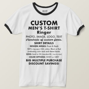 Men's Custom Personalised White Ringer T-Shirt
