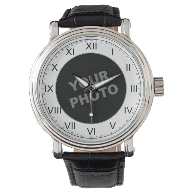 Mens Custom Watch Roman Numerals Your Image (Front)