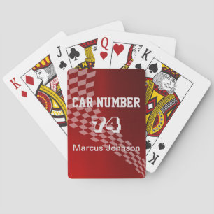 Men's Customisable Metallic Red Racing Flag Playing Cards