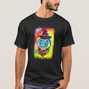 Mens  cute Dinosaur wear skull and witch hat hallo T-Shirt