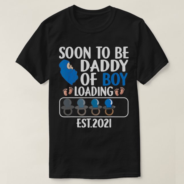 Mens Cute First Time Dad Of Boy Soon To Be Daddy E T-Shirt (Design Front)