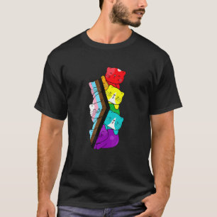 Mens Cute Lgb Modern Pride Flag Pride Cat Lgb Cute T-Shirt