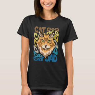 Mens Cute Maine Coon Cat Dad Retro Vintage Cat Da T-Shirt
