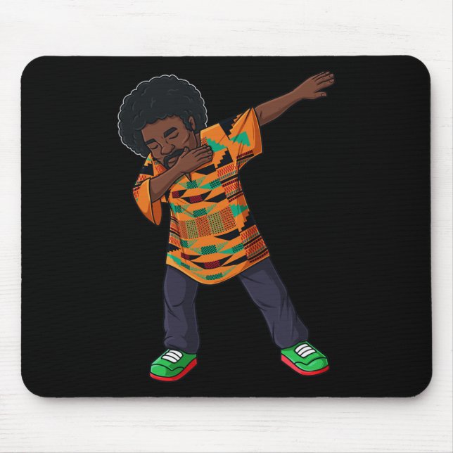 Mens Dabbing African American Man Juneteenth Black Mouse Pad (Front)