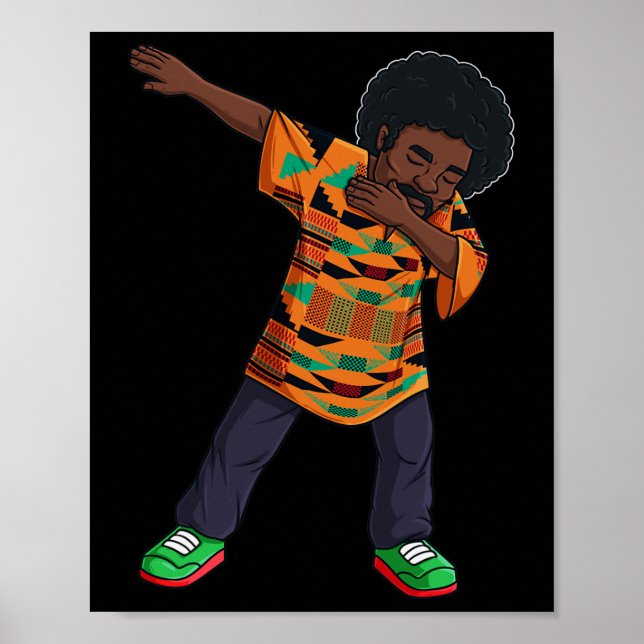 Mens Dabbing African American Man Juneteenth Black Poster (Front)
