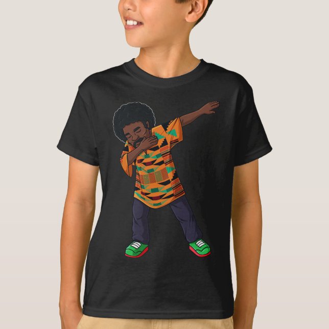 Mens Dabbing African American Man Juneteenth Black T-Shirt (Front)