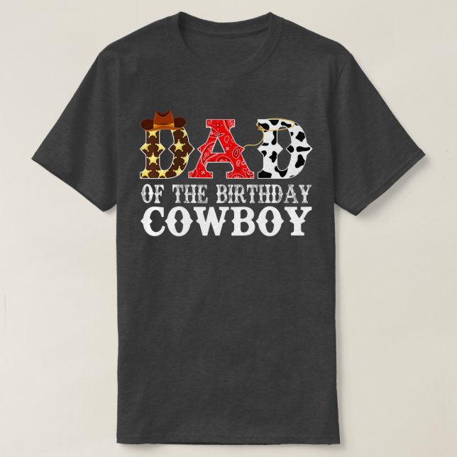 Mens Dad 1st First Birthday Cowboy Western Rodeo P T-Shirt (Design Front)