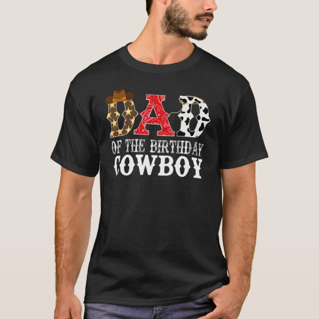 Mens Dad 1st First Birthday Cowboy Western Rodeo P T-Shirt (Front)