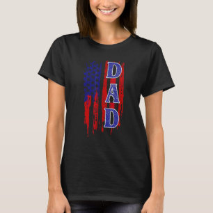 Mens Dad American Flag Military Veteran Patriotic T-Shirt