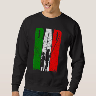 Mens Dad And Son Fishing Trip Angler Italy Flag Sweatshirt