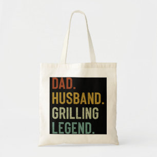 Mens Dad BBQ Funny Grilling Legend Fathers Day Tote Bag