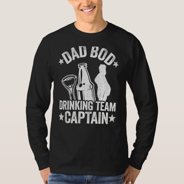 Mens Dad Bod Drinking Team Captain Beer  Funny Bee T-Shirt (Front)