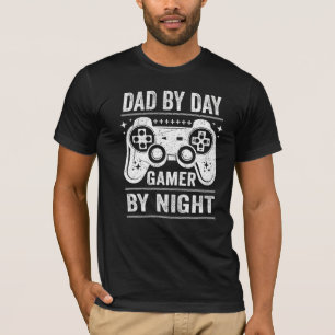 Mens  Dad By Day Gaming By Night Video Gamer Dad F T-Shirt