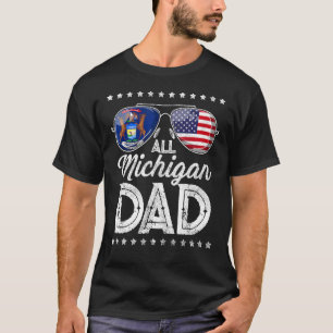 Mens Dad Father's Day Michigan 4th Of July Usa Fl T-Shirt