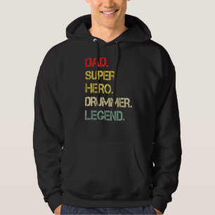 Mens Dad Hero Drummer Legend Vintage Drummer Dad F Hoodie