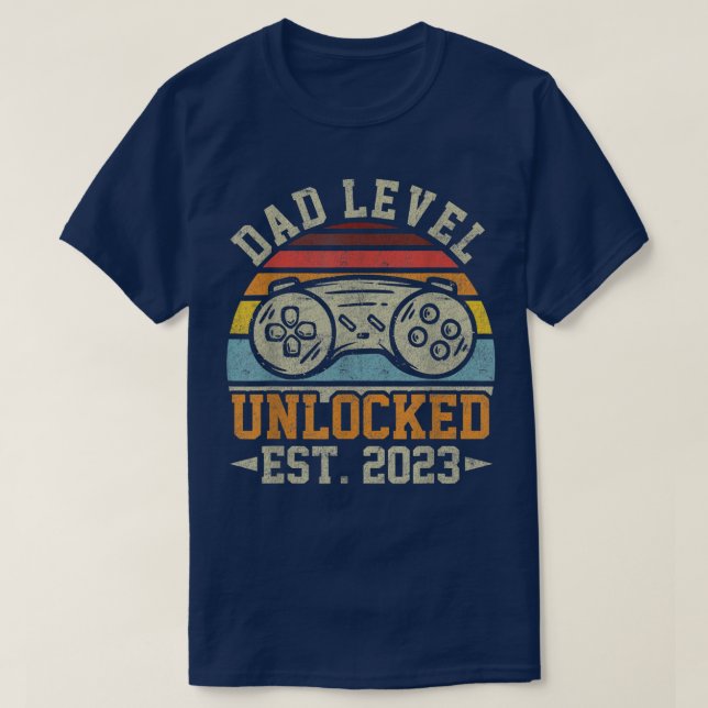 Mens Dad Level Unlocked Est  T-Shirt (Design Front)