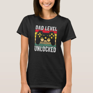 Mens Dad Level Unlocked Gaming Dad Gamer Pregnancy T-Shirt