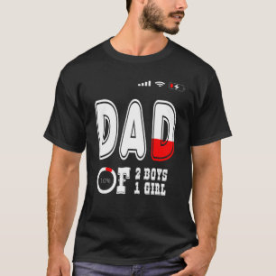 Mens Dad Of 2 Boys 1 Girl Father Or Grandpa Of 3 T-Shirt