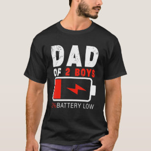 Men's  Dad Of 2 Boys Fathers Day Dad Of Two Boys T-Shirt