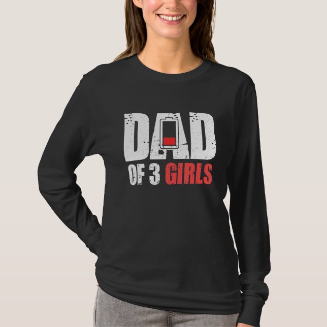 Mens Dad Of 3 Girls - Father With Three Daughters  T-Shirt (Front)