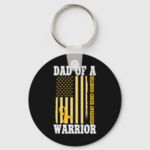 Mens Dad Of A Warrior Childhood Cancer Awareness  Key Ring