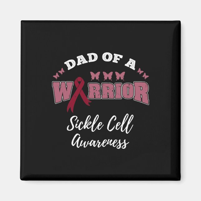 Mens Dad Of A Warrior Sickle Cell Awareness  Magnet (Front)