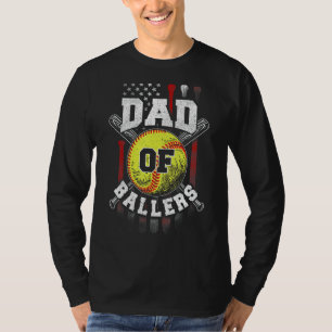 Mens Dad Of Ballers  Daddy Of Softball Player Fath T-Shirt