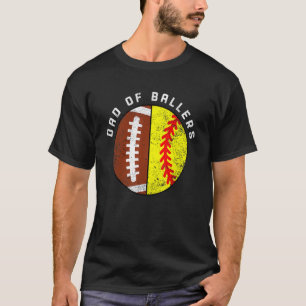 Mens Dad Of Ballers   Football Softball Dad T-Shirt