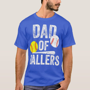 Mens Dad of Ballers Funny Dad of Baseball and Soft T-Shirt