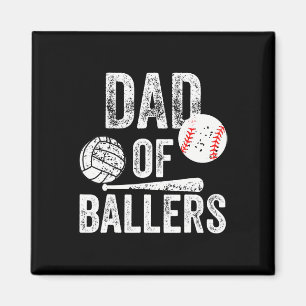 Mens Dad Of Ballers Volleyball Baseball Dad Father Magnet